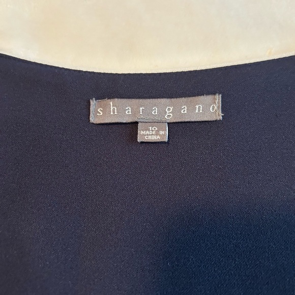 Sharagano Navy Blue Midi Dress with White Accents - Picture 2 of 10